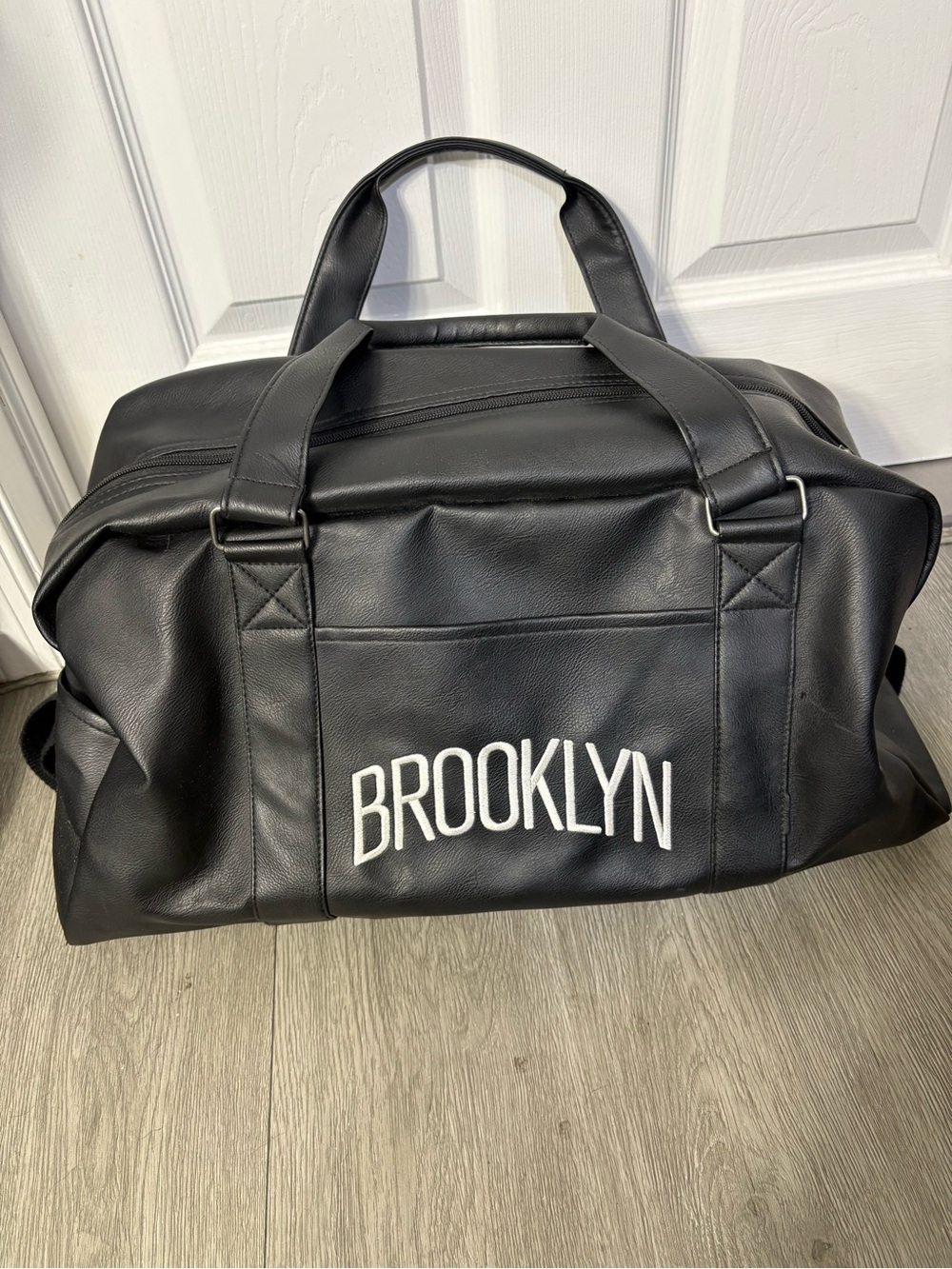 Brooklyn Embroidered Black Travel Duffel Bag - Men